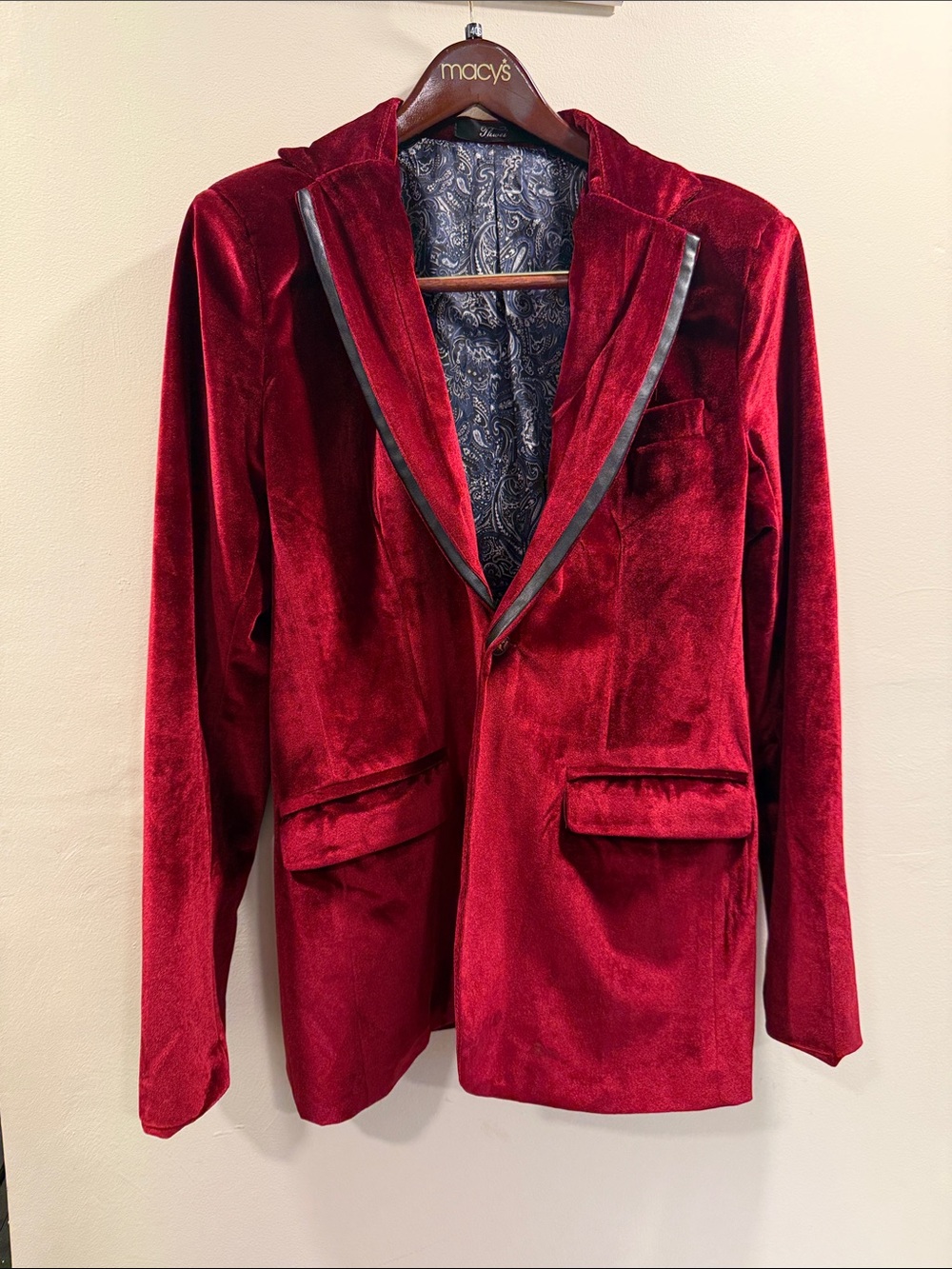 Red Jacket with Black Trimmed Lapel